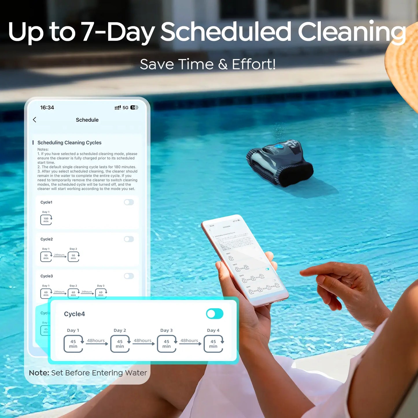 Talosbo C1 Cordless Robotic Pool Vacuum Cleaner with Wall Climbing, Waterline Cleaning, App Control, 180-Min Runtime for Inground Pools