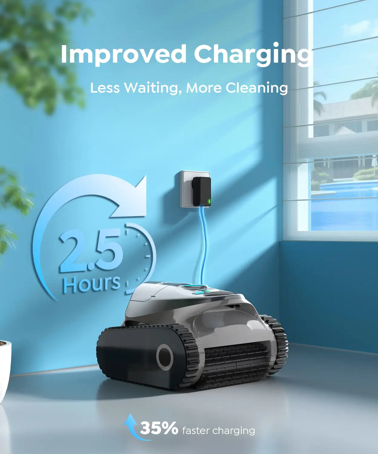 Talosbo C1 Cordless Robotic Pool Vacuum Cleaner-Gray