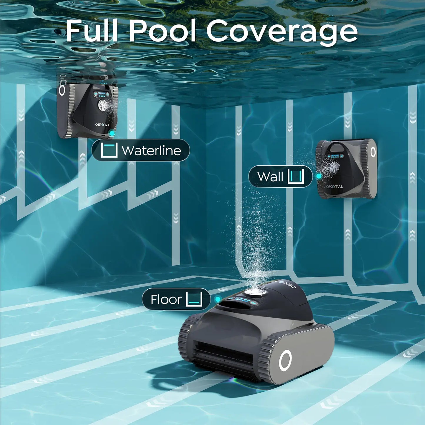 Talosbo C1 Cordless Robotic Pool Vacuum Cleaner-Gray Black