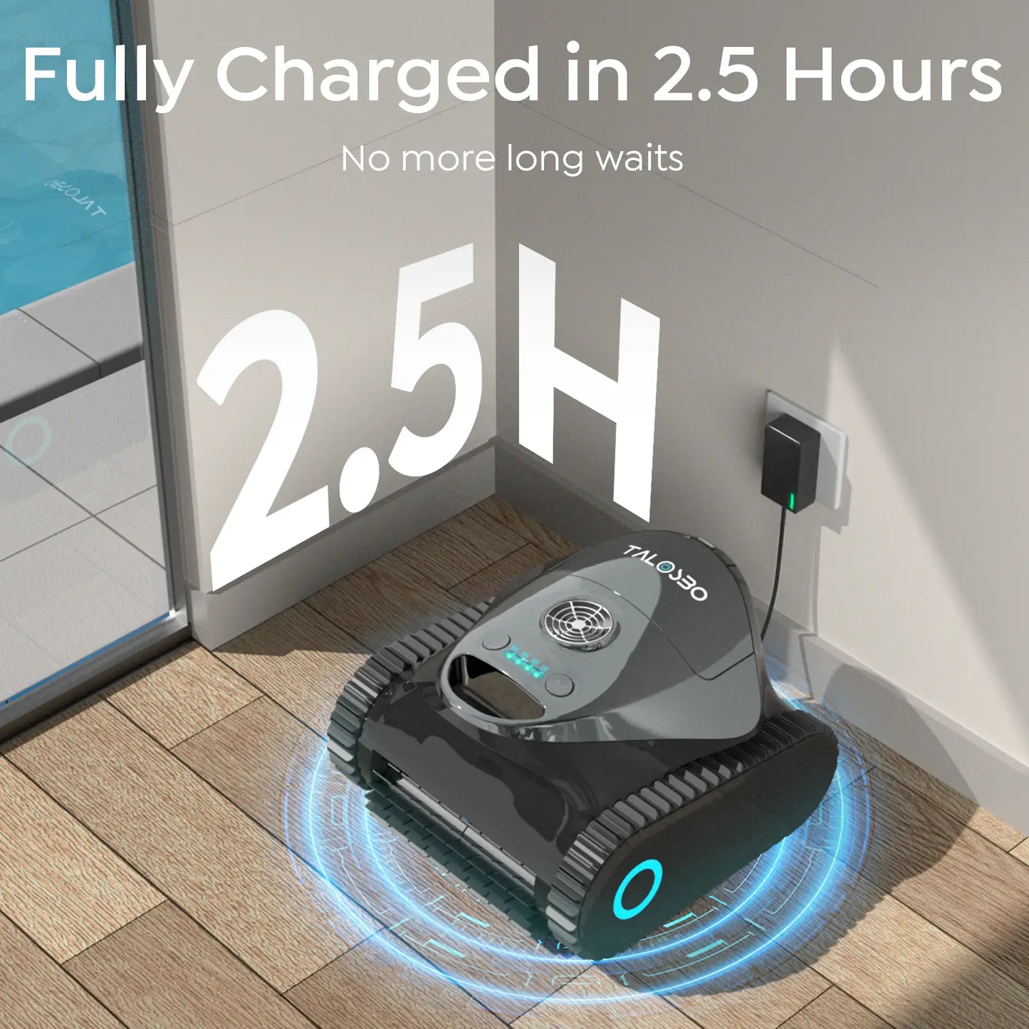 (2026 new)Talosbo C1 Cordless Robotic Pool Vacuum Cleaner with Wall &Waterline Cleaning, for Inground Pools Up to 1615 sq.ft, 180 Min,Dual Filtration, Smart Navigation, App Support