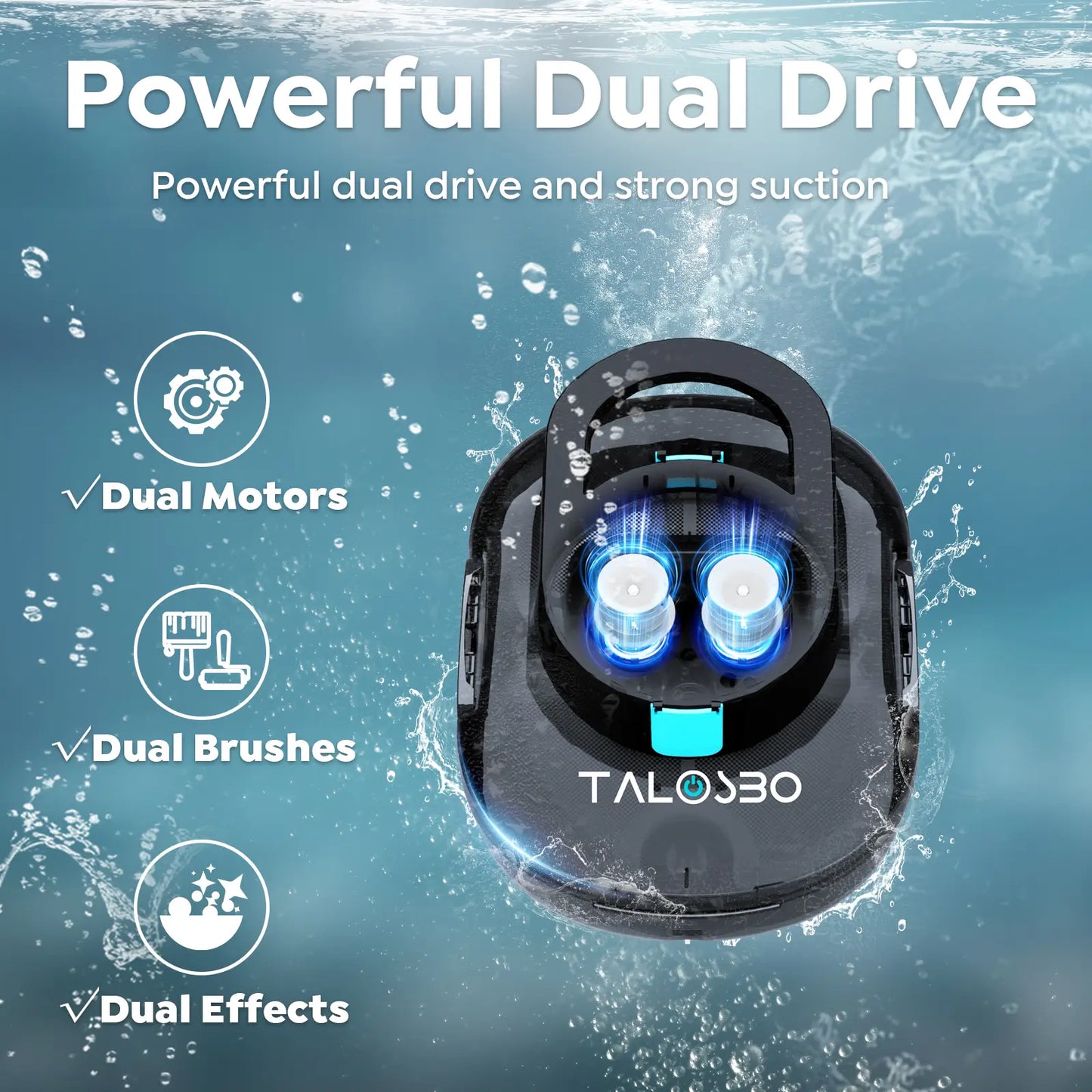 2026 TALOSBO S1 Pro Max Cordless Pool Cleaner – Dual Motor Suction, 130-Min Runtime, Fast Charging, Large-Capacity Filter Basket & Smart Self-Parking for Above-Ground Pools
