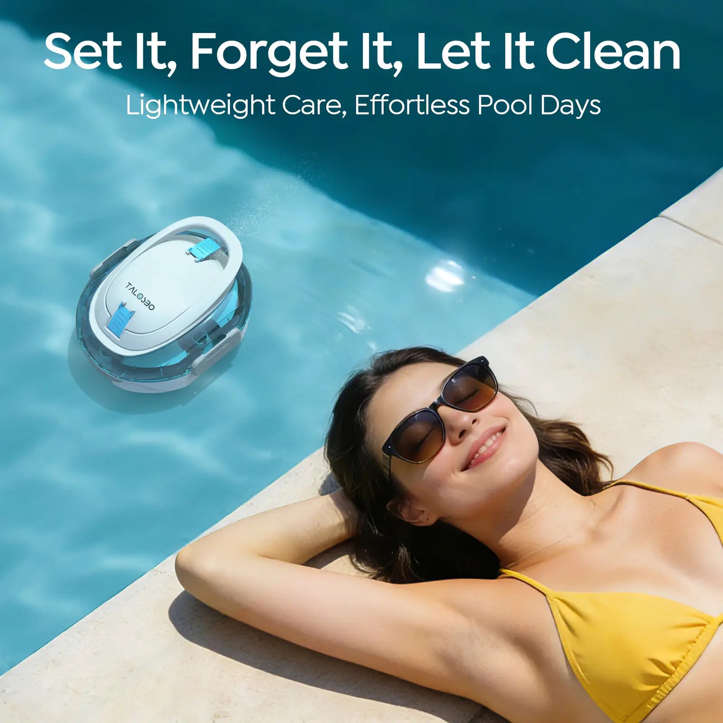 Talosbo S2 Cordless Robotic Pool Cleaner -Blue White