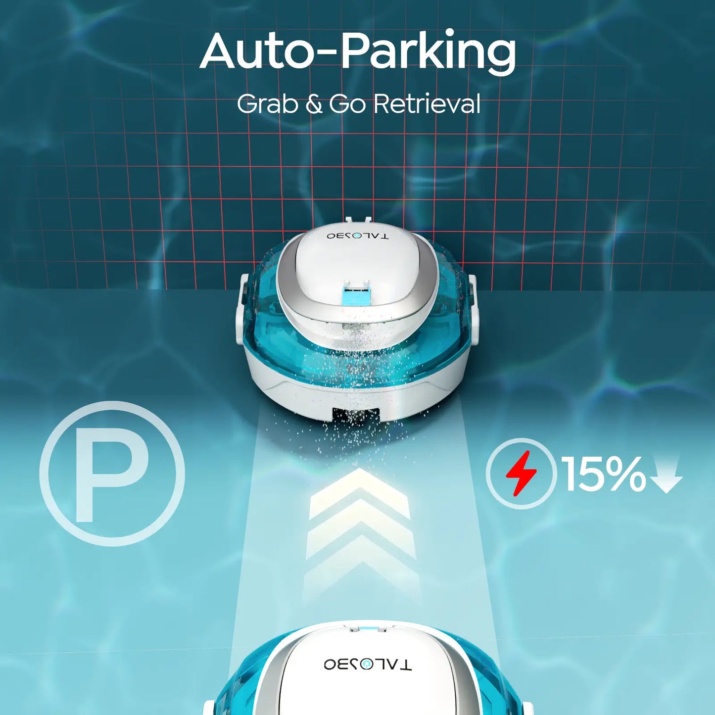 Talosbo S2 Cordless Robotic Pool Cleaner -Blue White