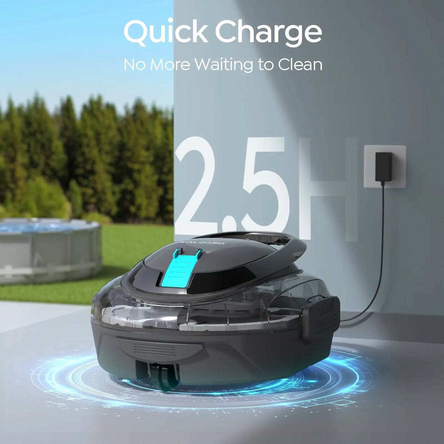 Talosbo S2 Cordless Robotic Pool Cleaner -Black Gray