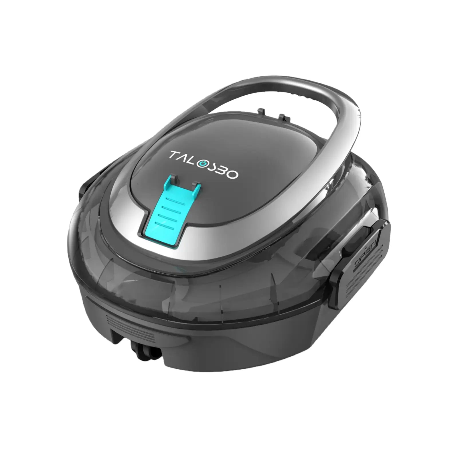 Robotic pool cleaner with 'Talosbo' branding on a white background