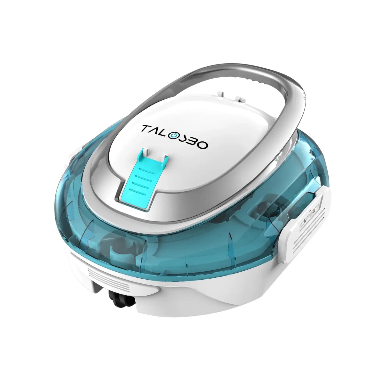 Talosbo vacuum cleaner with blue and white design on a white background