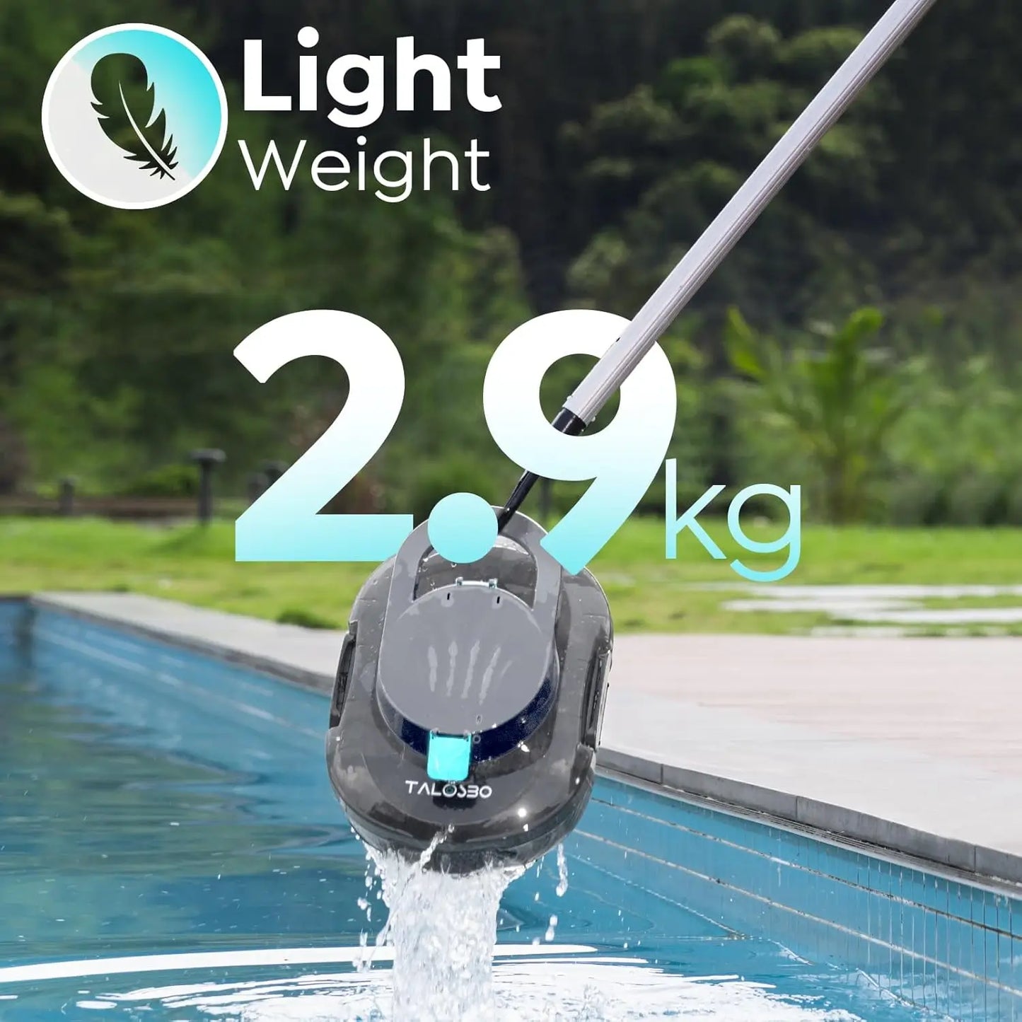 (2026 NEW) TALOSBO Pleco S1 Cordless Pool Vacuum with 75-80Mins Runtime, Robotic Pool Cleaner for Above Ground Flat-Bottomed Pools up to 60㎡, Lightweight, 2.5H Fast Charging, Auto-Parking