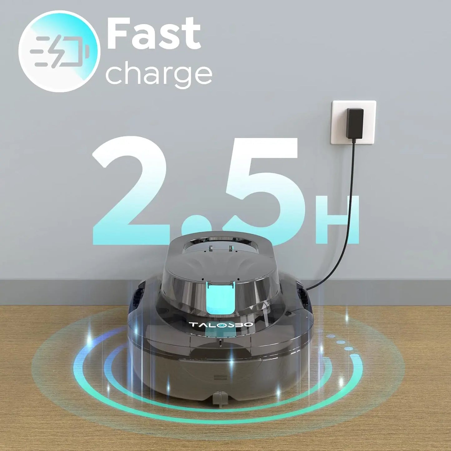(2026 NEW) TALOSBO Pleco S1 Cordless Pool Vacuum with 75-80Mins Runtime, Robotic Pool Cleaner for Above Ground Flat-Bottomed Pools up to 60㎡, Lightweight, 2.5H Fast Charging, Auto-Parking