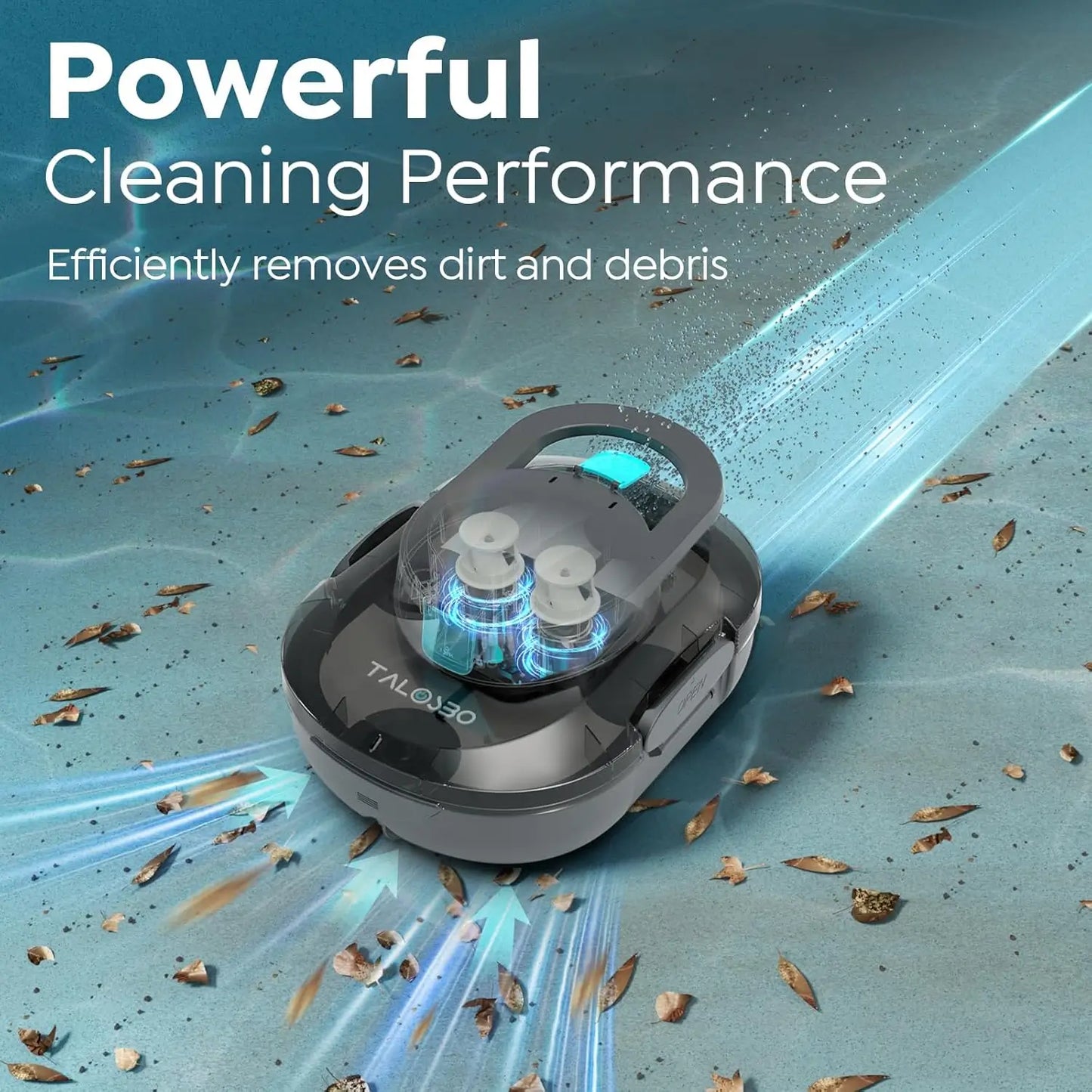 (2026 NEW) TALOSBO Pleco S1 Cordless Pool Vacuum with 75-80Mins Runtime, Robotic Pool Cleaner for Above Ground Flat-Bottomed Pools up to 60㎡, Lightweight, 2.5H Fast Charging, Auto-Parking