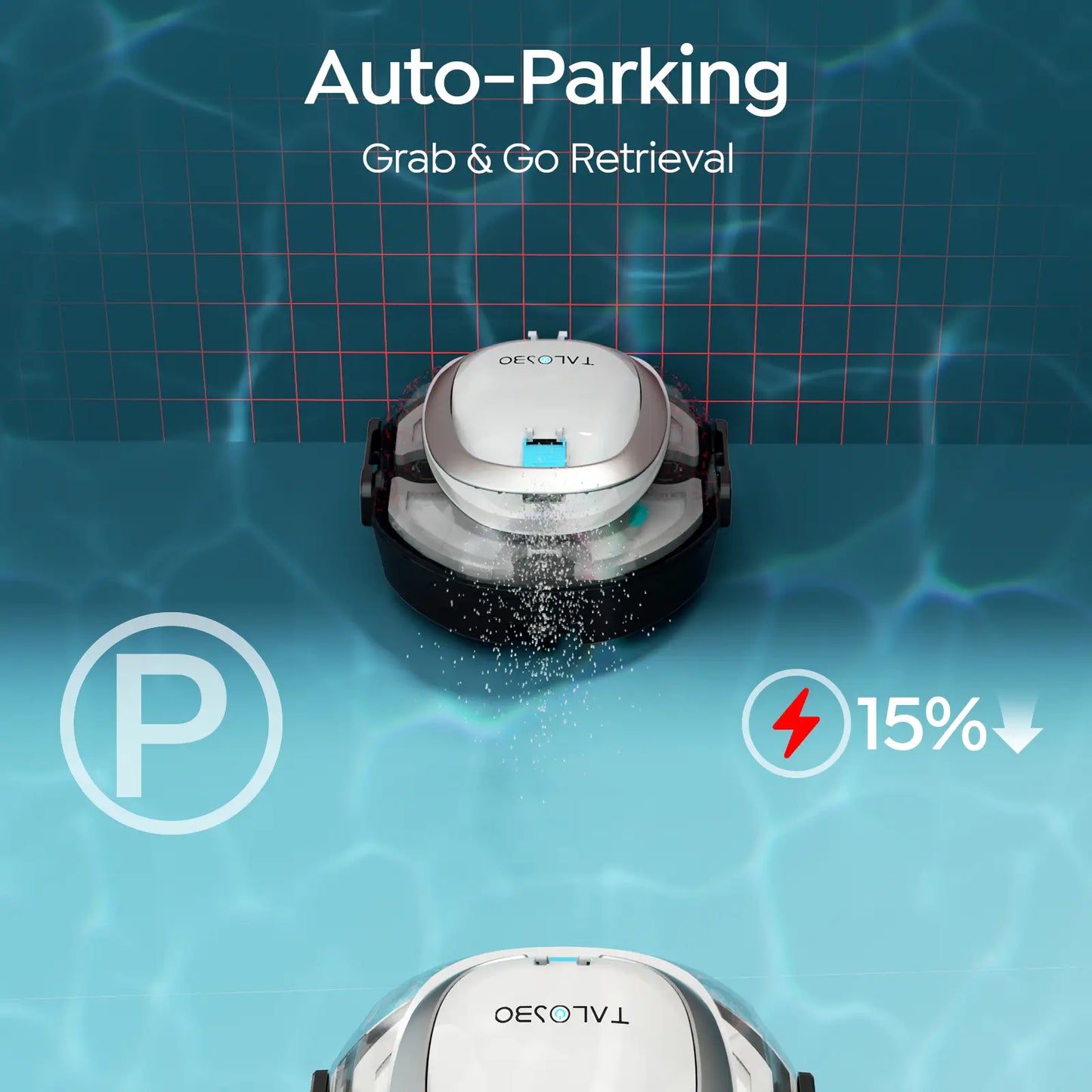 Talosbo S2 Automatic Cordless Robotic Pool Vacuum Cleaner with Dual Filters for Above-Ground & Flat Inground Pools, 90 Min Runtime