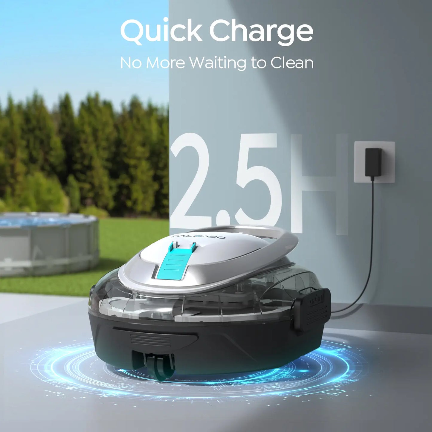 Talosbo S2 Automatic Cordless Robotic Pool Vacuum Cleaner with Dual Filters for Above-Ground & Flat Inground Pools, 90 Min Runtime